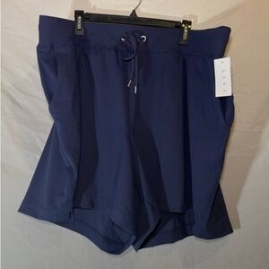 NWT LIVI Active Womens Drawstring Shorts Blue Lane Bryant Size 26/28